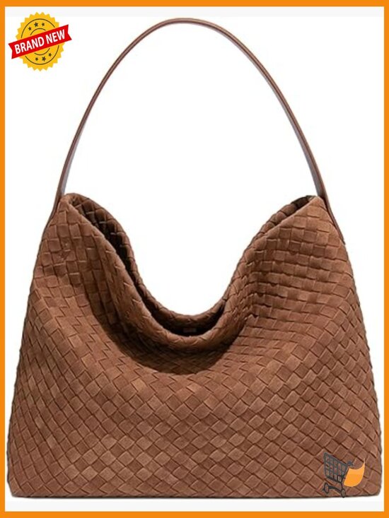Handbags - Woven Slouchy Suede Hobo Tote Bag Shoulder Purse Crossbody
